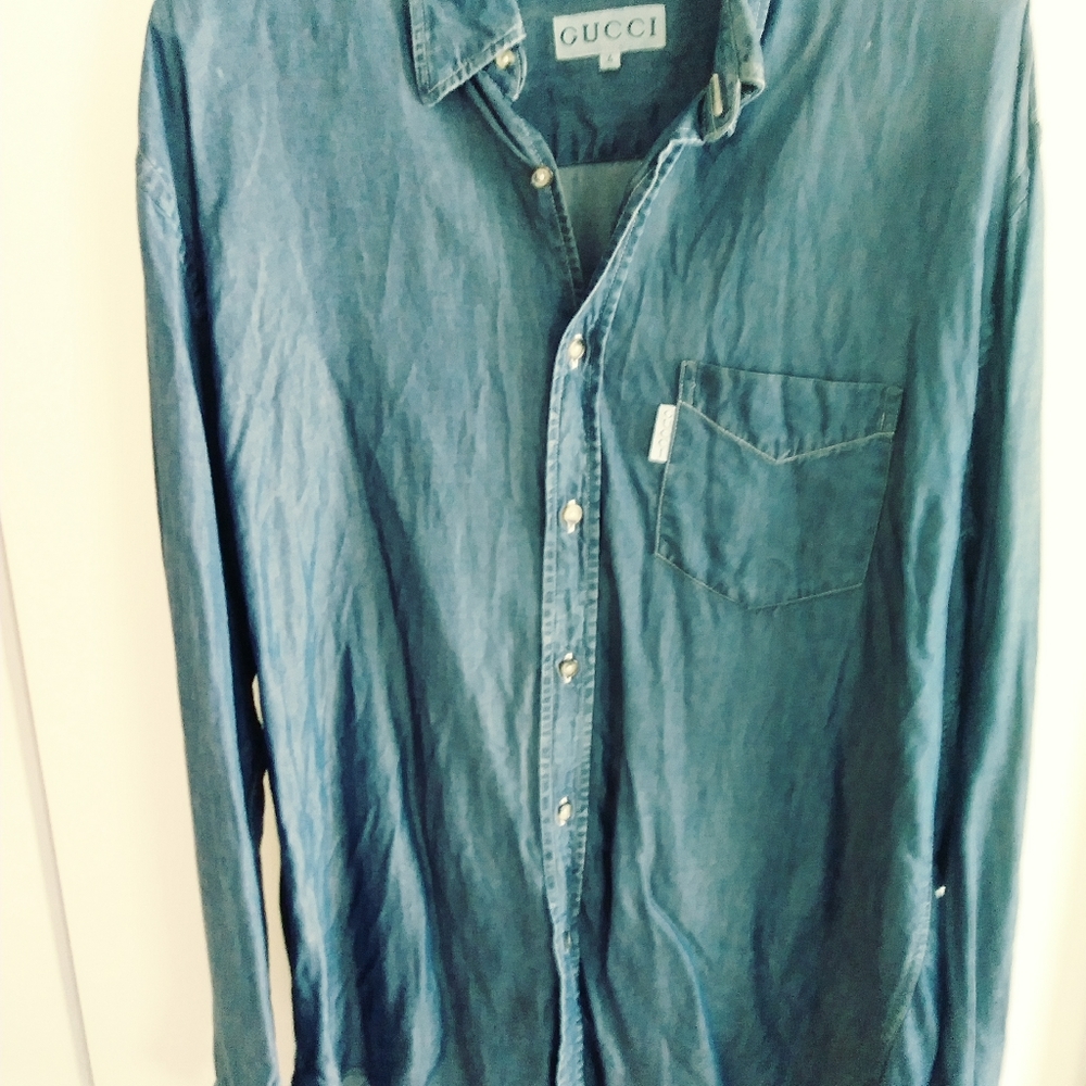 GUCCI 🌴 Large Men Designer Jean Shirt🌴 - Picture 4 of 7